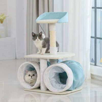 Платформа рамки дерева кота плюша взбираясь скача с кроватью дерева Scratcher игрушки тоннеля роскошной