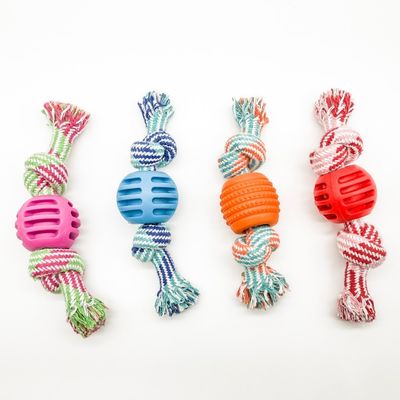Игрушки 50g жевания веревочки двойной игрушки собаки шарика веревочки хлопка узла Washable прочные