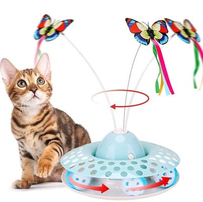 Игрушки котенка дразнилки &amp; Exerciser взаимодействующего кота автоматические с закручивая бабочкой