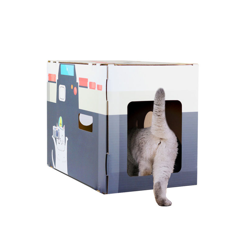 Гостиная кота формы камеры Scratcher дома кота ретро с кроватью Scratcher пещеры рифленого картона пусковой площадки царапины