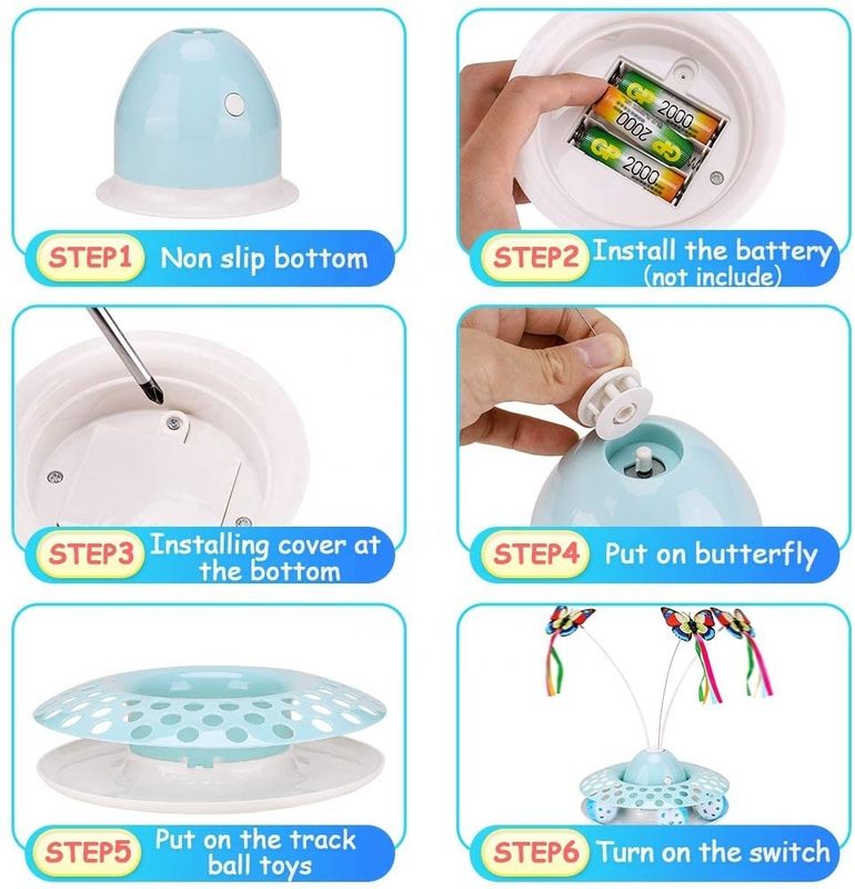Игрушки котенка дразнилки &amp; Exerciser взаимодействующего кота автоматические с закручивая бабочкой